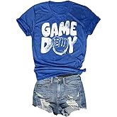 Game Day Baseball Shirt Women Cute Mom Softball T-Shirt Funny Gameday Baseball Casual Short Sleeve Tee Tops