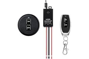 Meskliu 12v Wireless Switch,Mini Remote Control Switches,DC5V/12V/24V/48V/10A Relay with 328FT Long Range,Remote ON/Off Switches for Car,Motor,Lamps,LED Lights,Fans