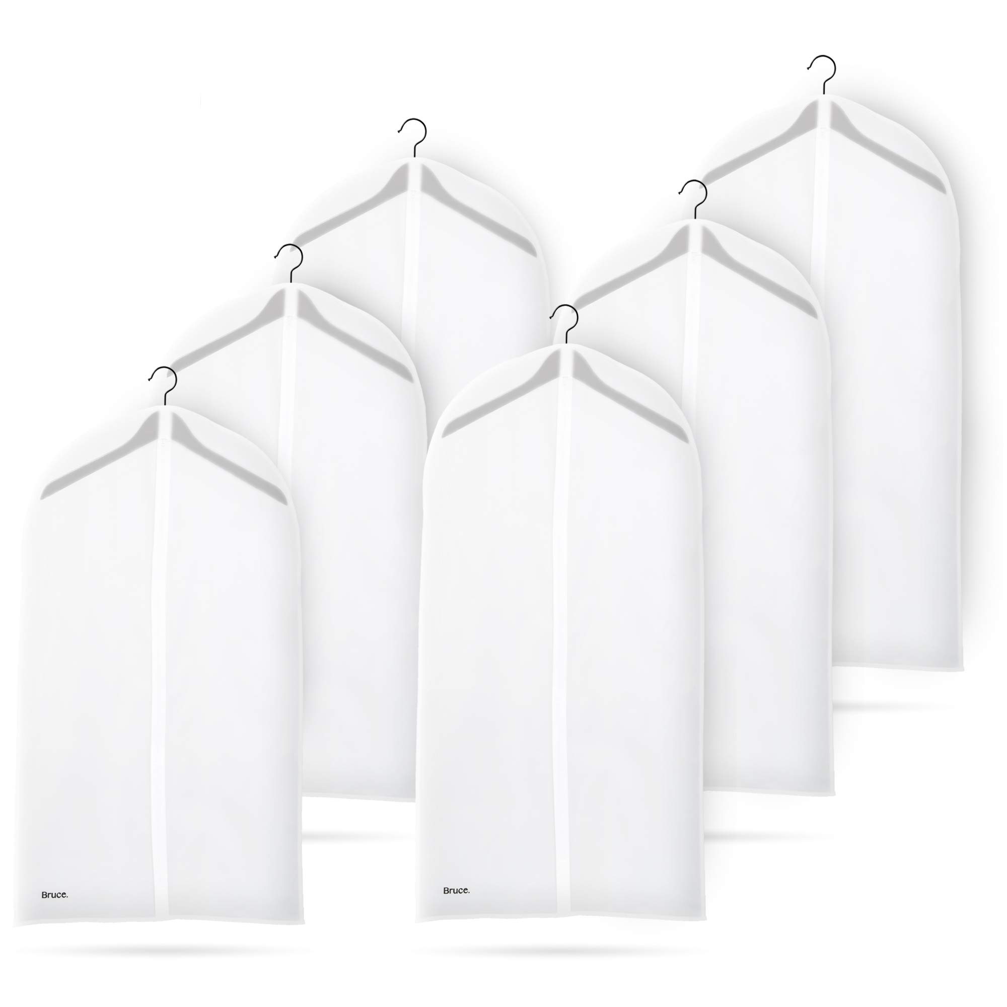 Bruce.® 6x Transparent Garment Bags 100x60cm, Premium Clothes Covers for Coats, Jackets, Dresses & Suits, Breathable PEVA Suit Carrier Bag, Travel & Wardrobe Storage Clothes Protector