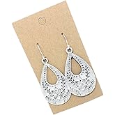 Antique Silver Floral Stamp Teardrop on Sterling Silver Earrings Boho Women Handmade Sundance Dreams Designs