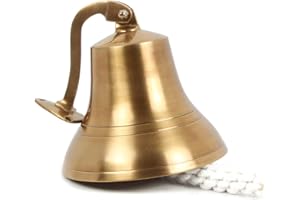 HANDCRAFTED TRADING CO. Antique Brass 6" Wall Mounted Nautical Bell - Hanging Bell for Ships & Christmas