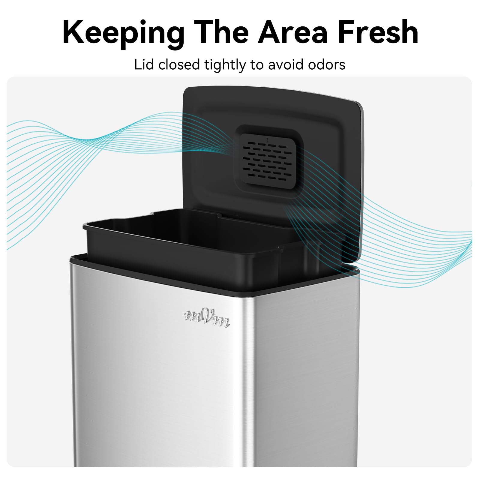 mVm 10.6 Gallon Kitchen Step Trash Can, Soft-Close and Foldable Foot Pedal Heavy Duty Bin for Offices Dorms Home Rooms (Gray)