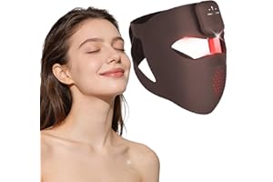 4D Wireless LED Red Light for Face, Red & Blue Face Mask Light with Near-Infrared Light for Home Travel (Dark Brown)