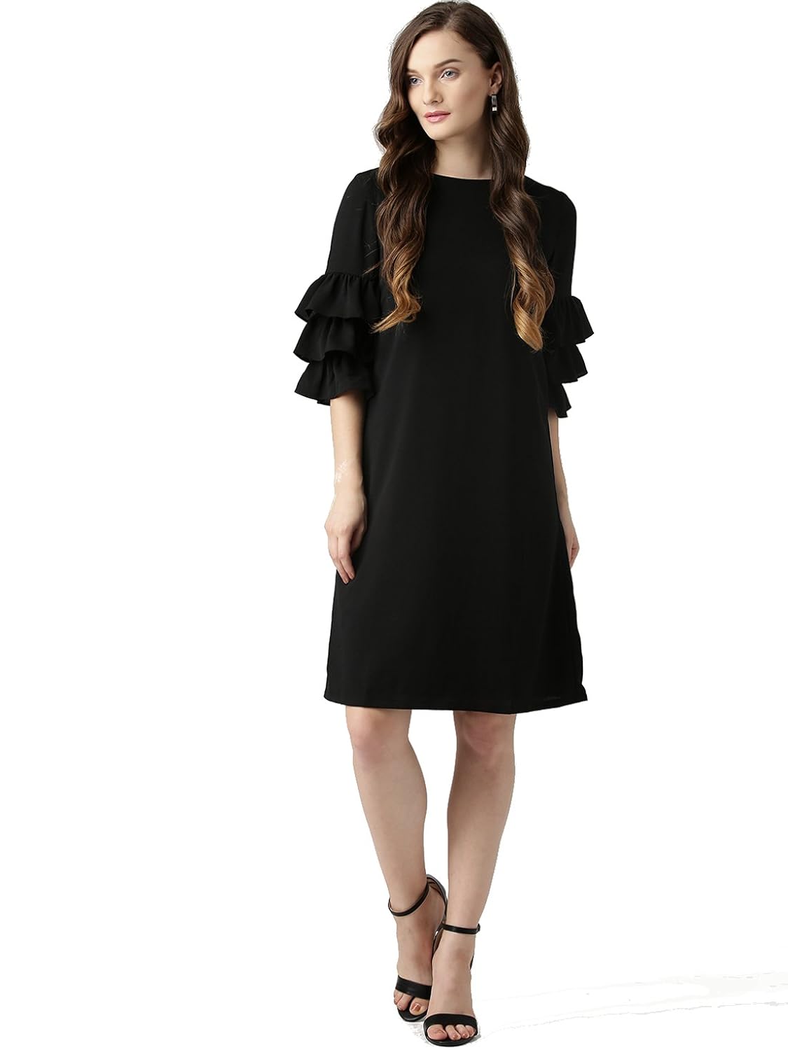 marie claire women black solid a-line dress (mc704a)