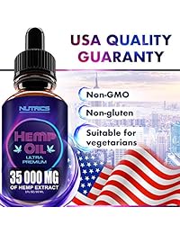 Gotas de aceite de cáñamo 12500 mg, extracto de semillas 100%, suplemento dietético natural, soporta la ansiedad y el estrés saludable, rico en Omega 3 y 6 ácidos grasos para la piel y la salud cardíaca, respetuoso con vegetarianos veganos.
