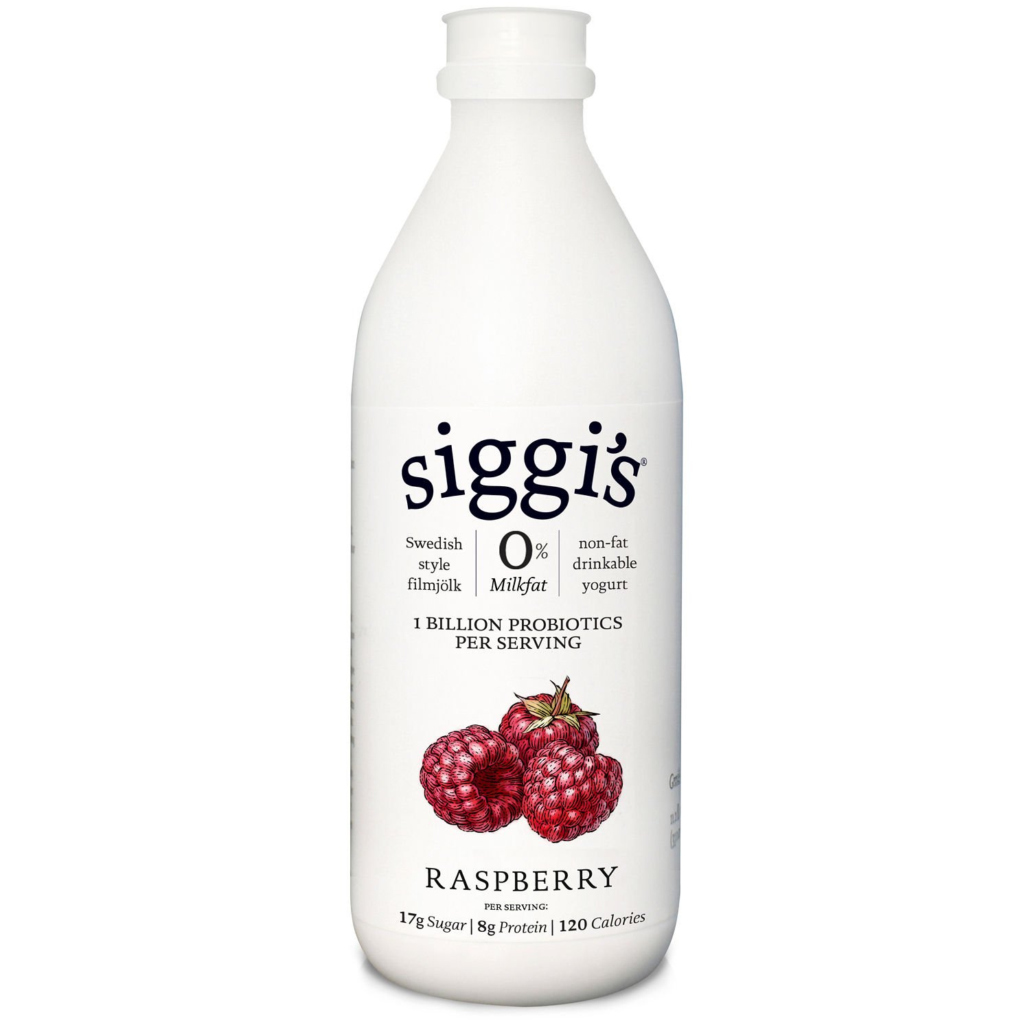 Siggis NonFat Probiotic Drinkable Yogurt, Raspberry, 32