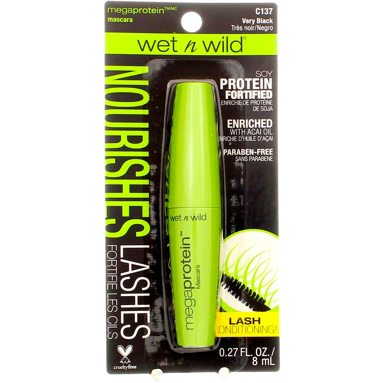 Wnw Mscra C137 Mega Protn Size .28fl Wet N Wild Mascara Mega Protein C137 Very Black Nourishes Lashes