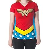 Wonder Woman Glitter Logo Juniors Costume Cosplay Cape T-Shirt Tee Shirt DC Comics