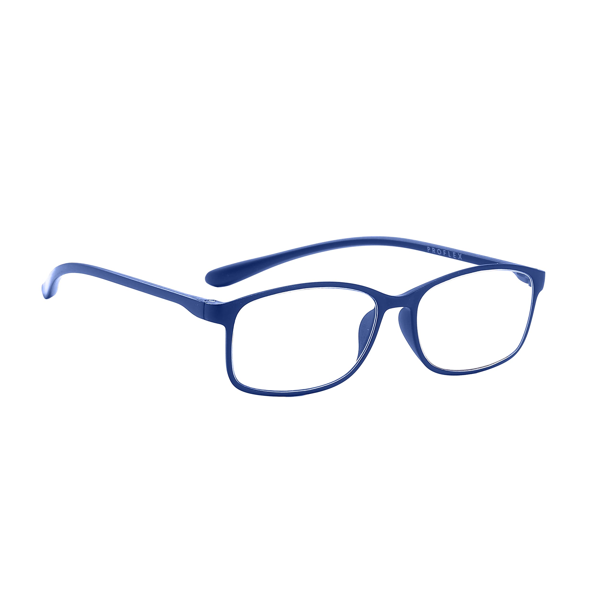 PROFLEX BluOptix Blue Light Blocking lightweight, flexible, scratch resistant, unisex (mens + womens), computer screen technology reading glasses (blue, +1.5)