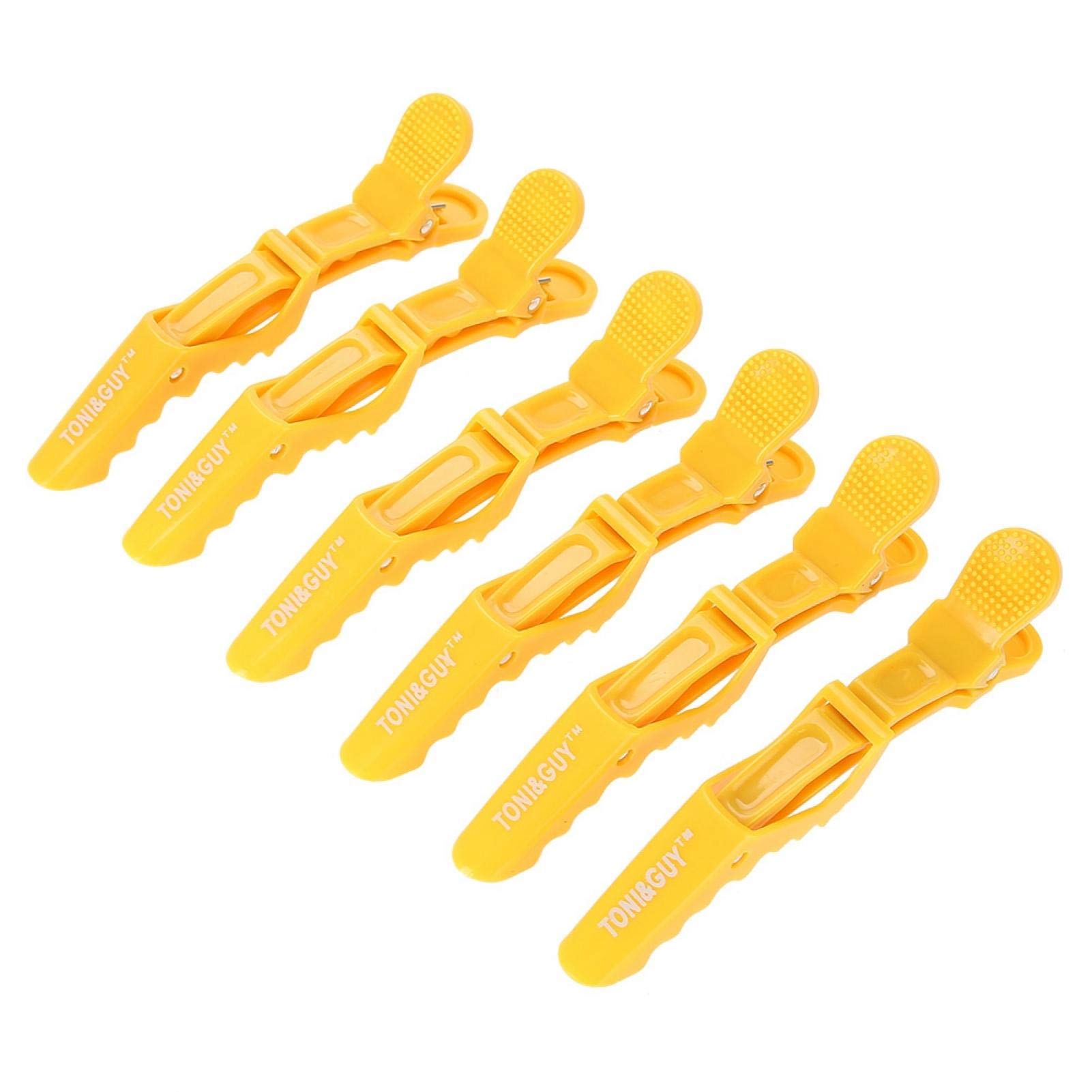 6Pcs Crocodile Hair Clip, Hairdressing Sectioning Clamp Anti-slip Single Prong Hairdressing Hair Section Claw Clasps Barrette for Salon Barber Hairdressing Styling(yellow)