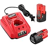 ANTRobut 2 Pack 3500mAh Replacement Lithium 12V Mil-Waukee M 12 Battery + Rapid Charger for Mil-Waukee M 12 Battery Charger