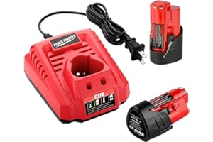 ANTRobut 2 Pack 3500mAh Replacement Lithium 12V Mil-Waukee M 12 Battery + Rapid Charger for Mil-Waukee M 12 Battery Charger