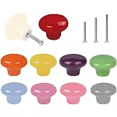 OctinPris Colorful Drawer Knob Cute Glossy Ceramic Cabinet Knob 10 Pack | Cute Dresser Knobs 32mm/1.25" Door Pull Knob Round Drawer Kitchen Cupboard Kids Child Closet Pulls Wardrobe Handle