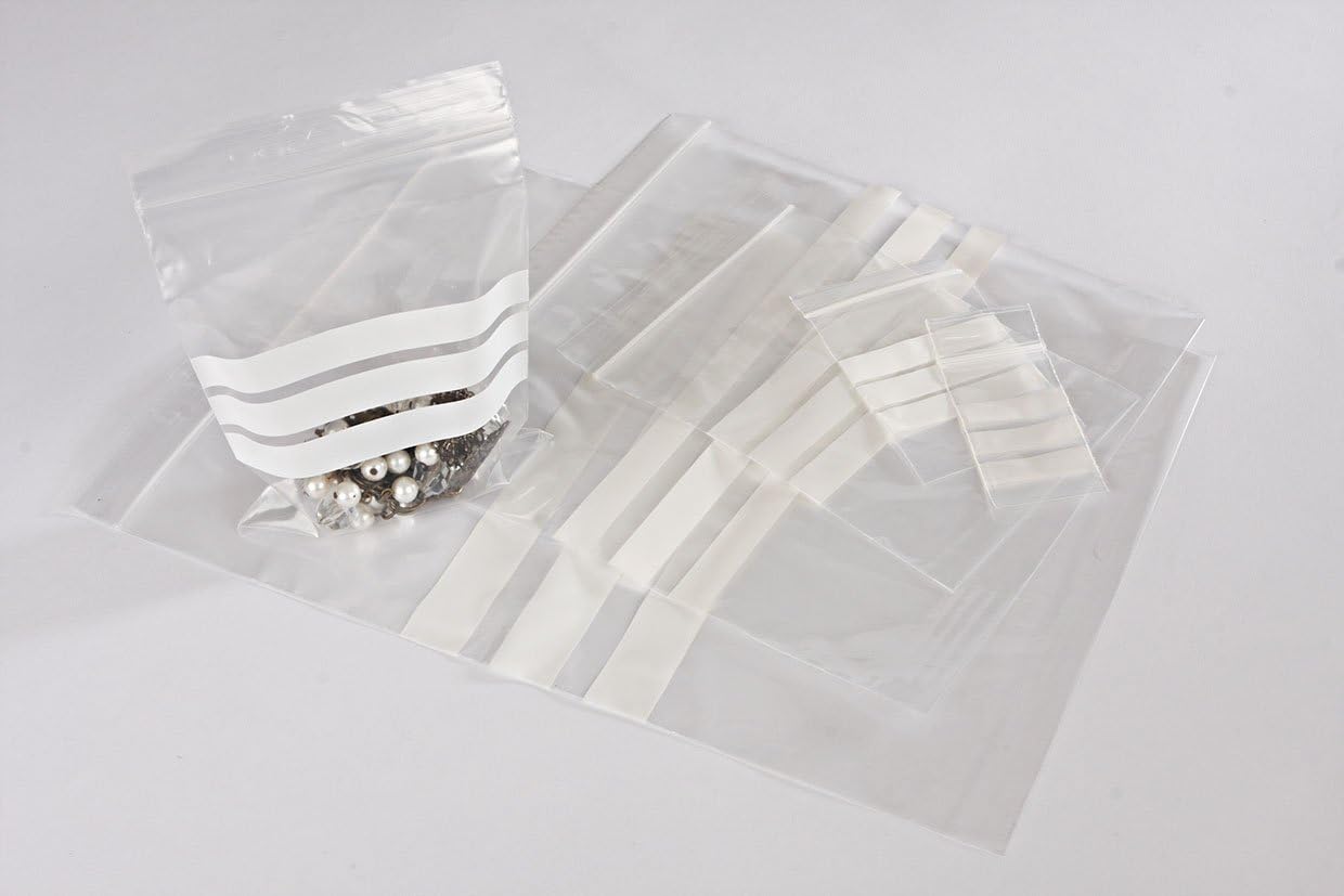 ODL Packaging 100 Clear Grip & Seal Resealable Poly Bags with Panel 160g 3" x 7.5"