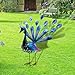 YOUKOOD Garden Outdoor Indoor Decor Statues, Metal Yard Art Peacocks Lawn Ornaments Yard Party Landscape Figurine Decorations (Blue Peacock)