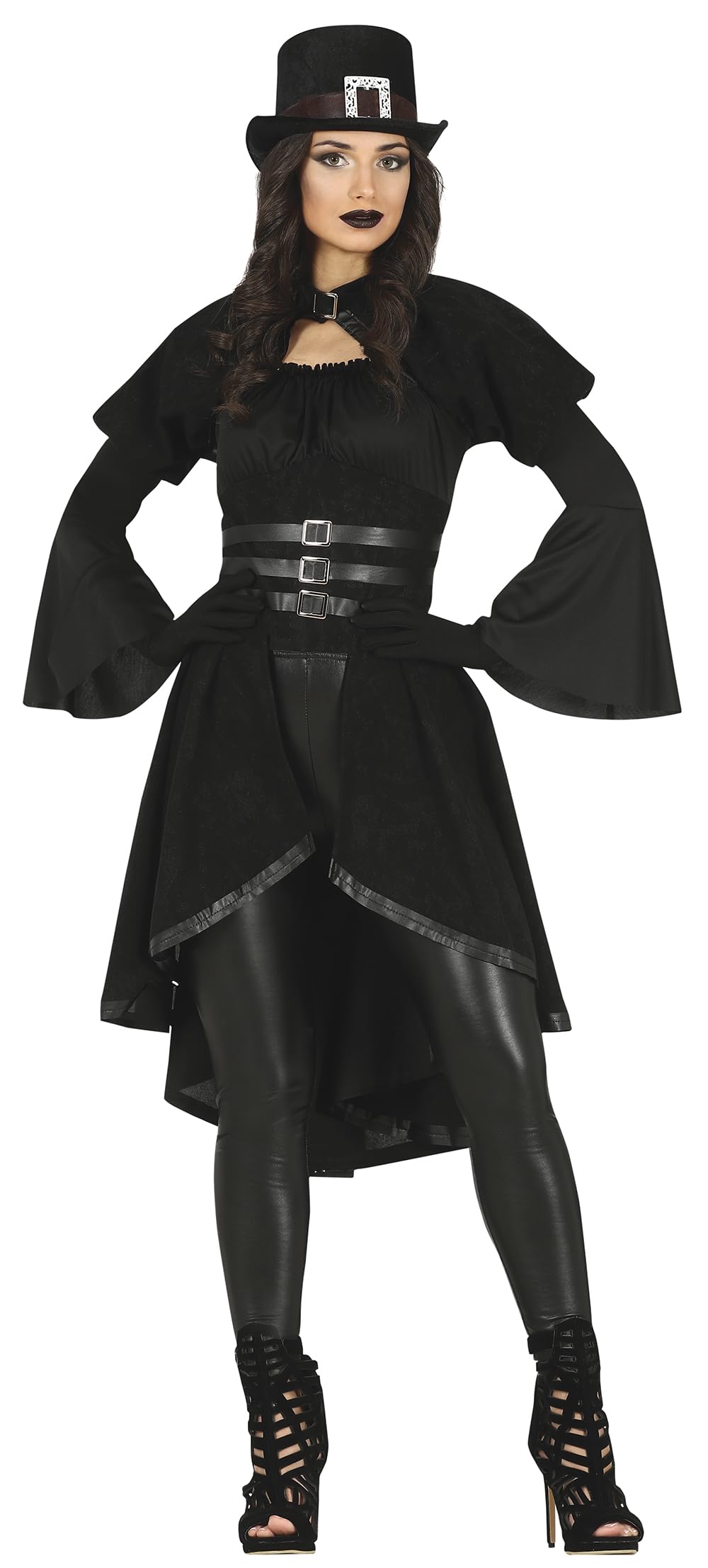 FIESTAS GUIRCA Gothic Lady - Elegant Black Dress Fancy Dress Costume Adult Woman Size L 14-16