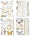 Flash Metallic Temporary Tattoos For Women - 150+ Boho Tattoos & Mandala Tattoos with Gold & Silver Shimmer - 8 Large Sheets of Bachelorette Tattoos Include Waterproof Arm Bands - For Adults or Kids