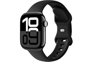 DISTORE Sport Band Compatible with Apple Watch 38mm 40mm 41mm 42mm 44mm 45mm 46mm 49mm, Soft Silicone Replacement Strap Wristbands for iWatch Series 10/9/8/7/6/5/4/3/2/1 Ultra SE Women Men, Black