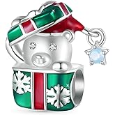 GNOCE Christmas Gift Box Bear Charm Sterling Silver Bead Christmas Charm Fit Bracelet/Necklace for Women Wife/Jewelry Gift