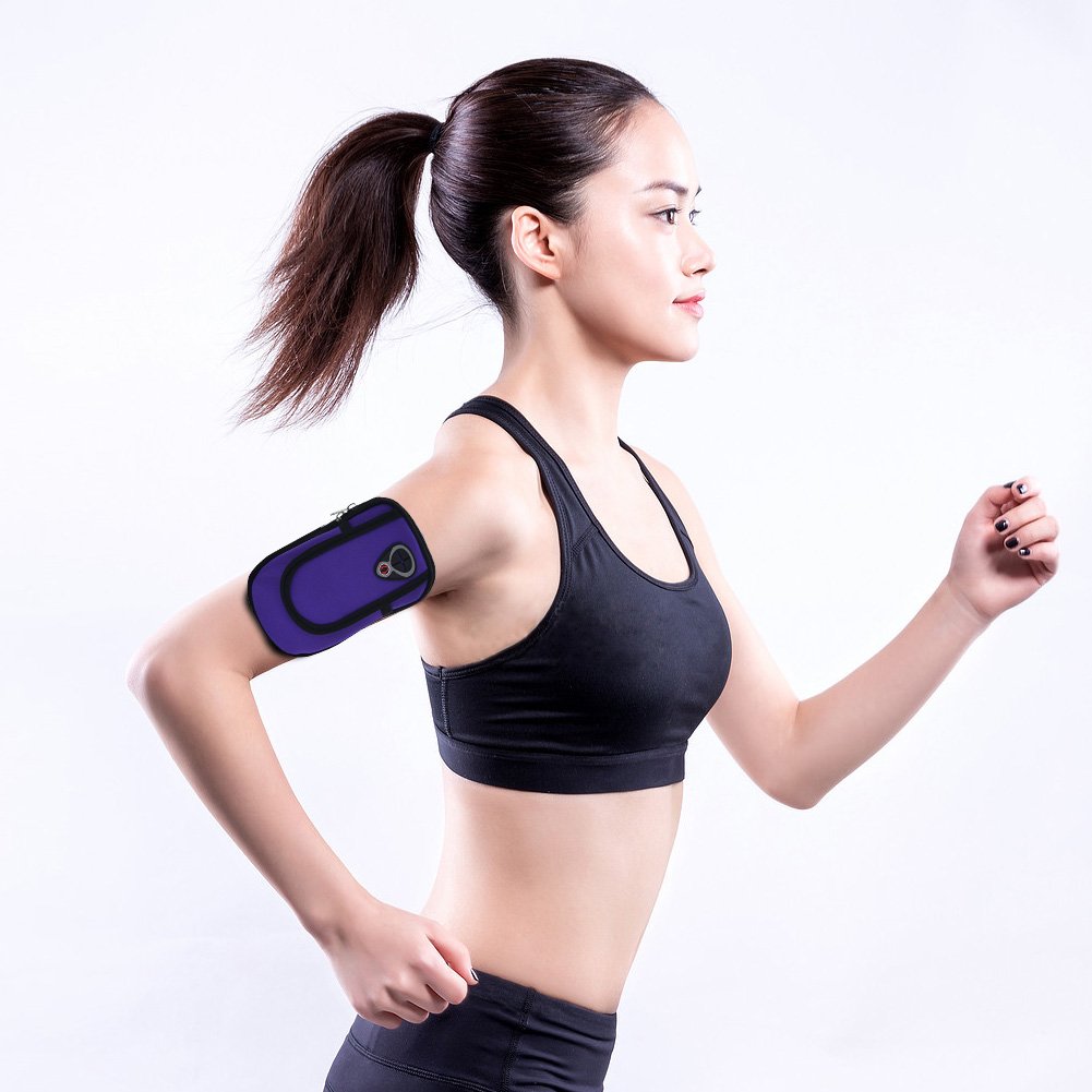 Sports Armband By Guardians Double Pockets Outdoor Arm Bag Pouch universal Case for iPhone 6 plus 6s 7 7plus and less than 5.9 inches cell phones (Purple)