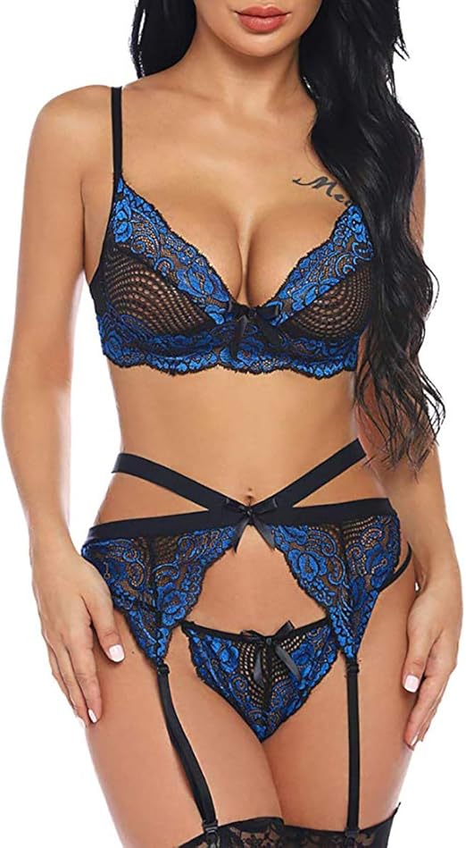 Conjunto de 3 piezas de lencería sexy de mujer que incluye un vestido