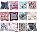 NUWEERIR 12pc Womens Small Square Scarf Set Mixed Hair Band Silk Feeling Satin Hair Wrapping
