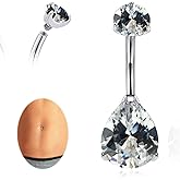 limerencia G23 Titanium Belly Button Rings hypoallergenic medical implant grade 14G Teardrop CZ Belly Navel Rings Piercing Belly Bars