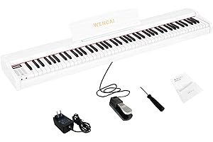 WENCAI 88 Keys Digital Piano Keyboard, Full Size Electric Pianos for Beginners, Portable Wooden electronic Piano with Pedal, Support USB MIDI (white)