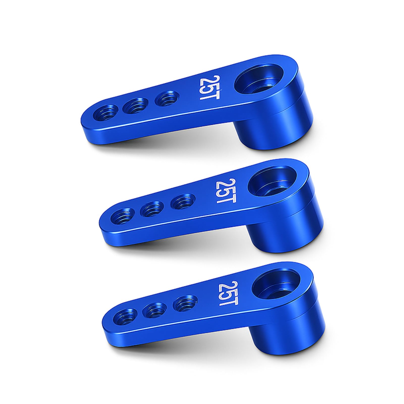 3Pcs Aluminum 25T RC Servo Horns, Metal Steering Universal RC Car Arm Servo Horn for 1/8 1/10 Futaba Ace RC Car(Blue)