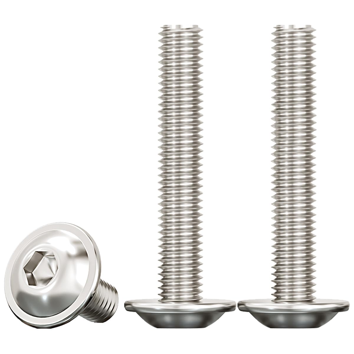 Drenky M6 Bolts, Rounded Head Socket Flanged Button Screws, 40mm 20 Pack, 304 Stainless Steel Hexagon Socket Pan Head, Fully Thread Machine Screws, Rustproof — image 1