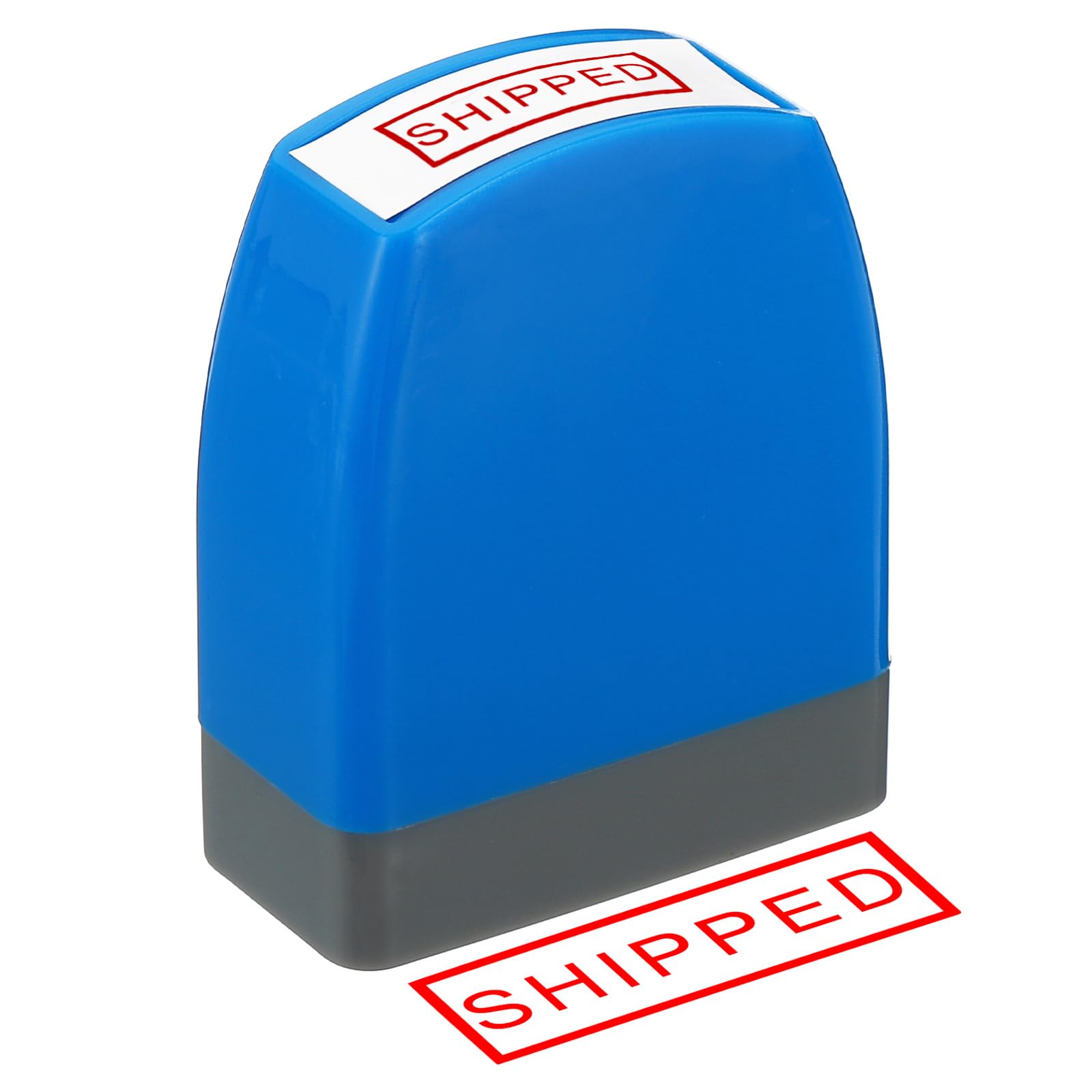 PATIKIL Shipped Stamp Self Inking, Red Ink Office Stamps Pre Inked Message Stamp Refillable Business Stamp Style 1, Blue