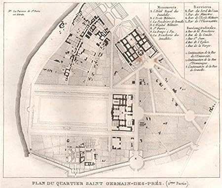 Paris Saint Germain Des Pres Quartier Invalides Champ Mars 7e 15e 1808 Map Amazon Co Uk Kitchen Home