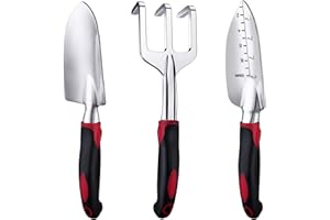 FANHAO Garden Tool Set, 3 Piece Heavy Duty Garden Trowels Cast-Aluminum Garden Hand Shovels with Non-Slip Rubber Grip, Idea for Transplanting, Weeding, Digging and Planting