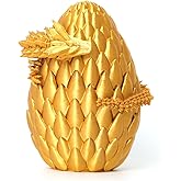 Flavery 3D Printed Dragon Egg - Gold - Easter Basket Stuffers, Surprise Egg with 12" Flexible Crystal Dragon Inside, Mythical 3D Printed Gift Toy, Desk Executive Pet, Figurine Decor for Birthday