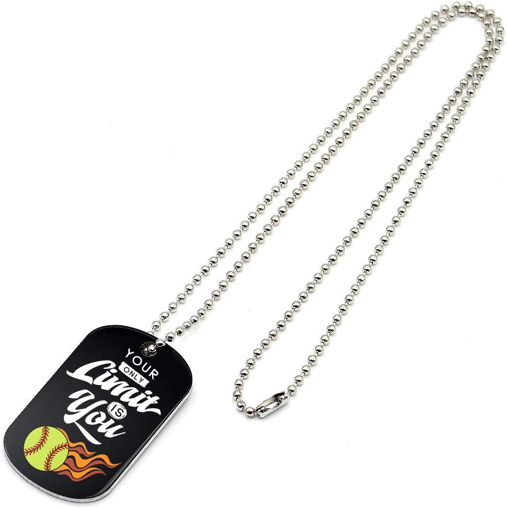(12-Pack) Softball Dog Tag Necklaces with Inspirational Quotes - Wholesale Bulk Pack of 1 Dozen Dog Tags for Softball Themed Party Favors Supplies - Unisex Gifts for Softball Team Boys Girls Men Women: Health & Personal Care