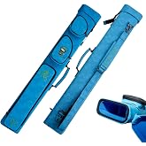 KONLLEN Pool Cue Case 2x4 Hard Pool Stick Case with Multi-pocket Holds 2 Butts 4 Shafts Billiards Cue Bag with Adjustable Shoulder Straps for Adults