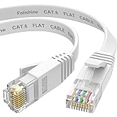 Cat 6e Ethernet Cable 10 ft, Cat6 High Speed Flat Internet Network Cable | High Soft Lan Cable with RJ45 Connector for Router Modem PS4 Xbox Ethernet Splitter Faster Than Cat5e/Cat 5 Patch Cord-White