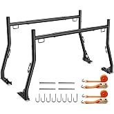 JY PERFORMANCE Truck Bed Ladder Racks, 800 lbs Capacity, Non-Drilling | Pickup Cargo Carrier, Steel, 49"-73" Adjustable, J-Bolt Mount, for Kayak, Lumber, Surfboard, Pipes