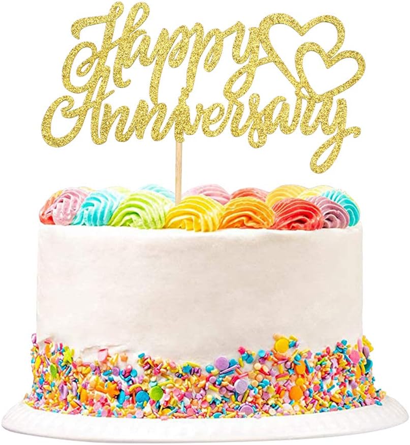 Blumomon 1 Pack Happy Anniversary Cake Topper Anniversary Party Supplies Cake Decoration Wedding Celebration Party Decoration Supplies