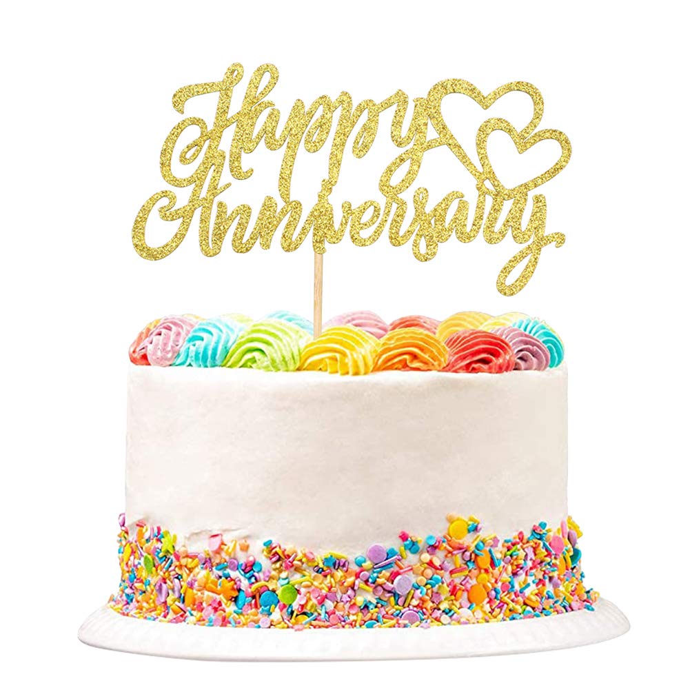 Blumomon 1 Pack Happy Anniversary Cake Topper Anniversary Party Supplies Cake Decoration Wedding Celebration Party Decoration Supplies