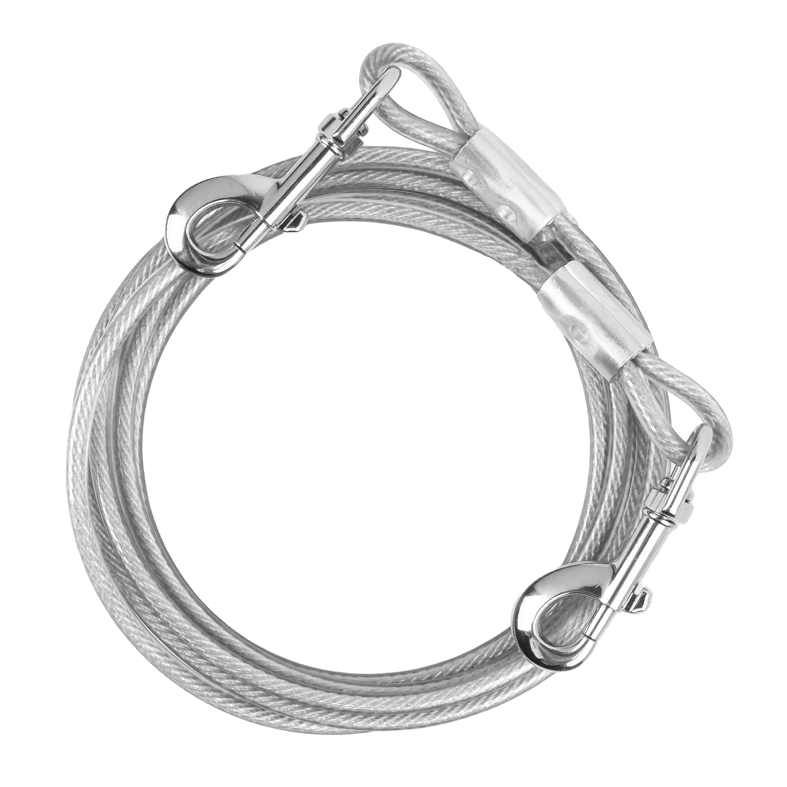 Heavenlife 5m/10m Steel Wire Dog Leash, 6mm, Silver, Small/Medium/Large Dogs, Up to 250kg, 360° Swivel Hook, Tie-Out Lead, Camping, Yard, Garden