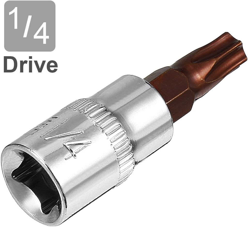 sourcing map 2pcs 1/4" Drive x T30 Torx Bit Socket, S2 Steel Bits CR-V Sockets 1.5" Length Use with Ratchet Wrench, Slide Bar - Image 4