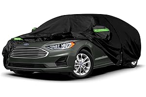SPORTULI Waterproof Car Covers Replace for 2005-2023 Ford Fusion, 6 Layers All Weather Custom-fit Car Cover with Zipper Door & Windproof Strap for Snow Rain Dust Hail Protection