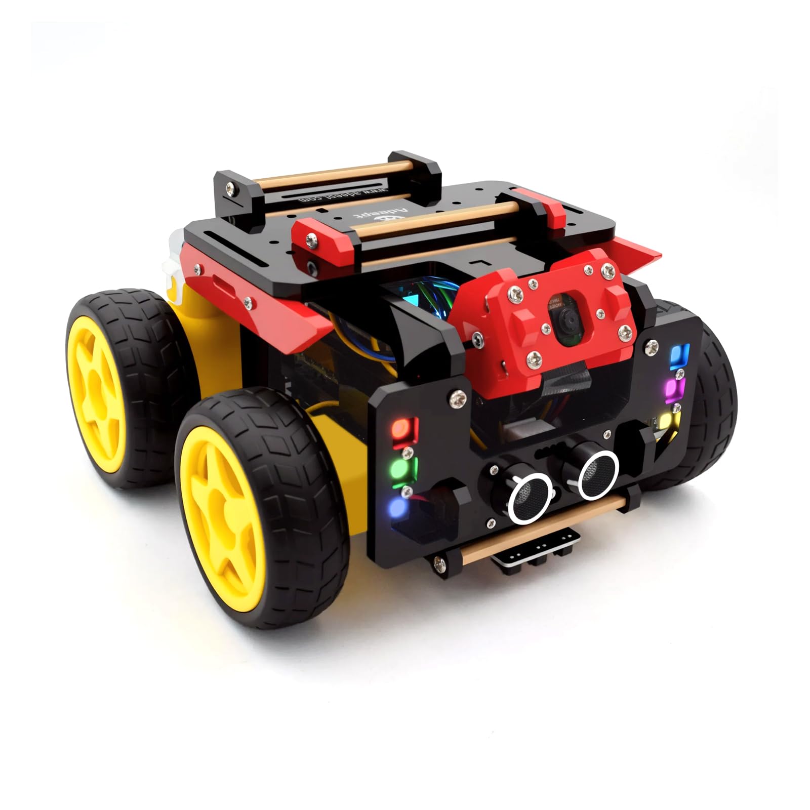Adeept 4WD Smart Robot Kit, AWR Robotic Car Compatible with Raspberry Pi 5/4B/3B/3B+(Board Not Included), OpenCV Target Tracking, Real-Time Video, Python DIY Robotics with PDF Tutorial