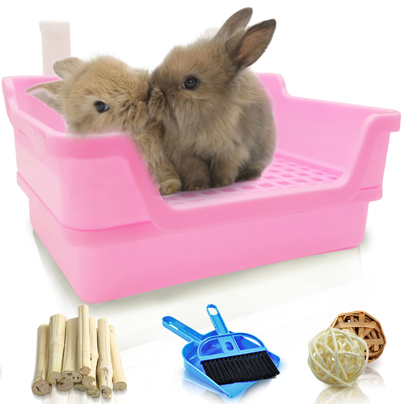 Photo 1 of Hamiledyi Extra Large Rabbit Litter Box Pet Corner Toilet Small Animal Potty Trainer Huge Bunny Litter Pan with Plastic Grate Deep Dump Tray for Adult Guinea Pigs Ferrets Chinchillas