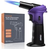 CoYlBod Butane Kitchen Torch, Safety Lock &amp; 0‑90&deg; Rotating Head for Baking | Refillable Torch, Adjustable Flame, Easy Single-Hand Use, Great For Creme Brulee, Soldering, DIY &amp; Cigar Lighting