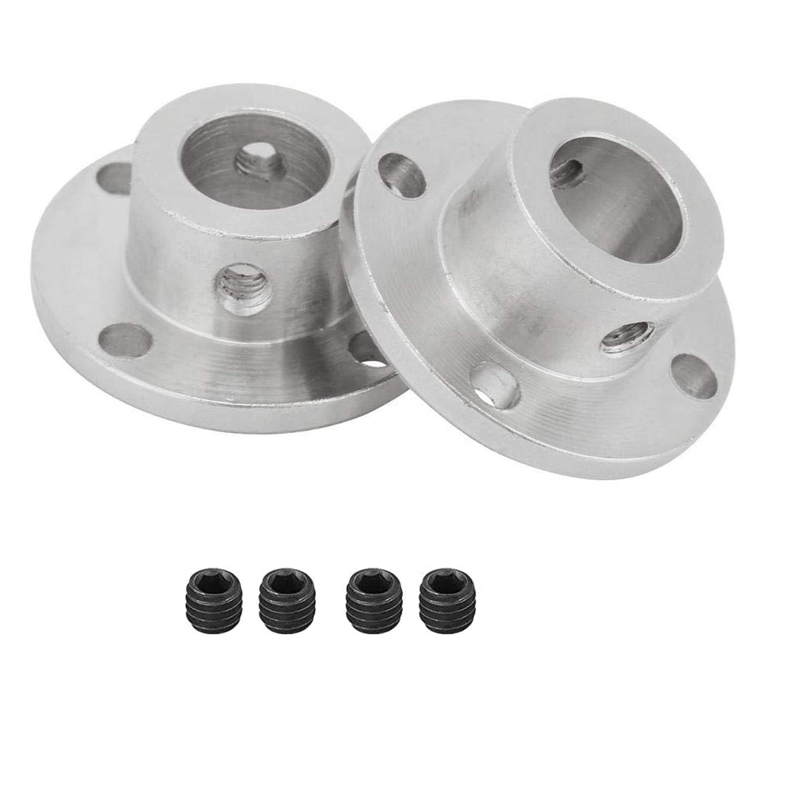 TA-VIGOR Rigid Flange Coupling 8mm Inner Dia, M4 Motor Guide Shaft Coupler H13xD16mm Motor Connector Silver Tone for DIY Parts, 2Pcs