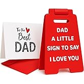 Gifts for Dad from Daughter Son - Mini Love You Dad Sign in Red Envelope, Heartwarming Father's Day Birthday Christmas Gift for Dady, Office Desk Bedside Keepsake, No Assembly Needed