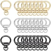 30Pcs Round Spring Snap Hooks with Swivel Ring, BetterJonny Inside Diameter 23mm Round Spring Keyrings Buckle Snap Clip Trigger for Keychain Bags Purse Craft DIY Accessories(3 Colors)