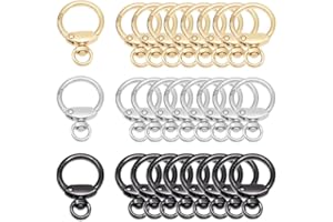 30Pcs Round Spring Snap Hooks with Swivel Ring, BetterJonny Inside Diameter 23mm Round Spring Keyrings Buckle Snap Clip Trigg